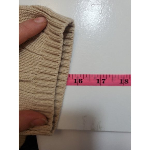 Talbots Tan Cable Knit 100% Cotton Wide Neckline Size XL - Picture 7 of 9